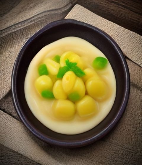 菲律宾 pili 坚果果仁去壳后的米白色饱满外观，摆放在黑色石板盘上，旁边配有整颗未去壳的深褐色果实，专业食材摄影风格